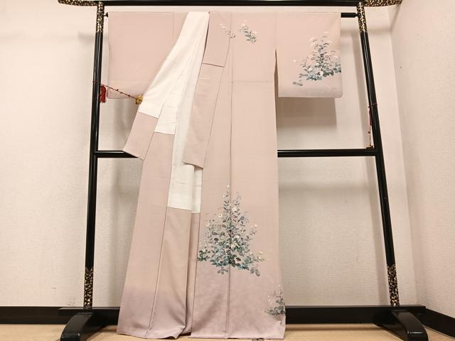 平和屋着物●訪問着　友禅　作家物　枝花文　暈し染め　正絹　逸品　AABE0754ph