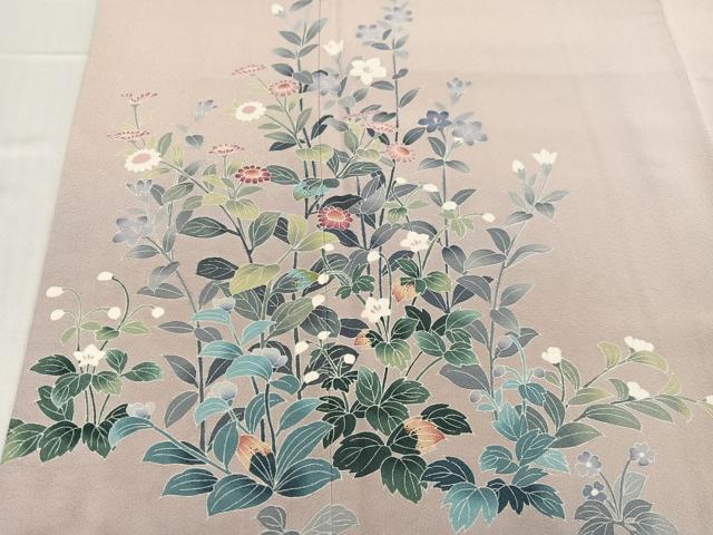 平和屋着物●訪問着　友禅　作家物　枝花文　暈し染め　正絹　逸品　AABE0754ph