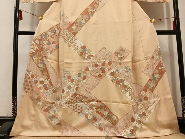 平和屋着物○訪問着 友禅 駒刺繍 草花文 金彩 高島屋扱い 正絹 逸品