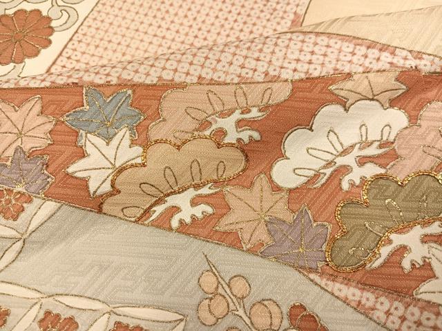 平和屋着物○訪問着 友禅 駒刺繍 草花文 金彩 高島屋扱い 正絹 逸品