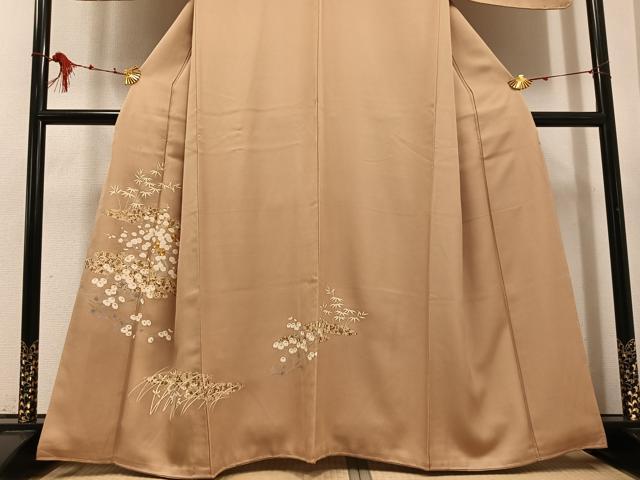 平和屋着物●訪問着　駒刺繍　草花文　金彩　正絹　逸品　AABE0767ph