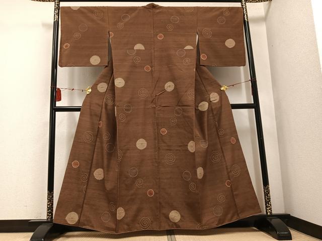 平和屋着物●上質な紬 絞り 丸 正絹 逸品 AABE0768ph