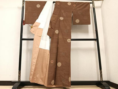 平和屋着物●上質な紬 絞り 丸 正絹 逸品 AABE0768ph