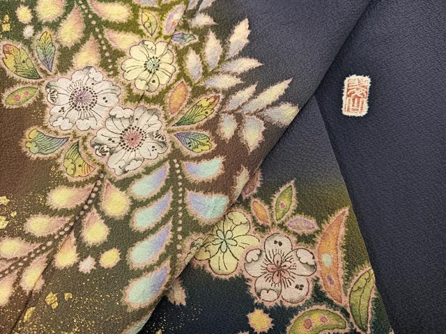 越後十日町の一流染匠 桐屋 翠山工房 訪問着 絞り 辻が花 暈し染め 金彩 平和屋着物○越後十日町の一流染匠 桐屋・翠山工房 訪問