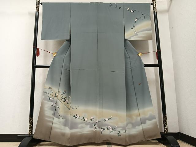 平和屋着物●訪問着　友禅　作家物　枝花文　暈し染め　正絹　逸品　AABE0791ph