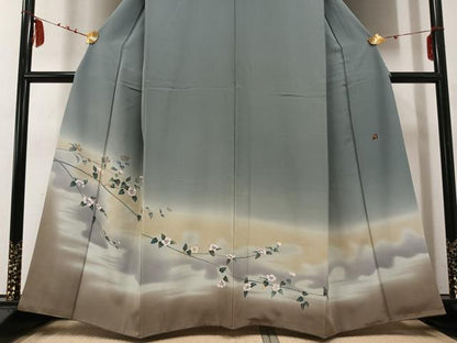 平和屋着物●訪問着　友禅　作家物　枝花文　暈し染め　正絹　逸品　AABE0791ph