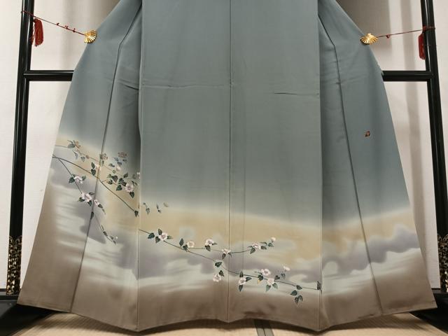 平和屋着物●訪問着　友禅　作家物　枝花文　暈し染め　正絹　逸品　AABE0791ph