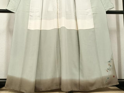 平和屋着物●訪問着　友禅　作家物　枝花文　暈し染め　正絹　逸品　AABE0791ph