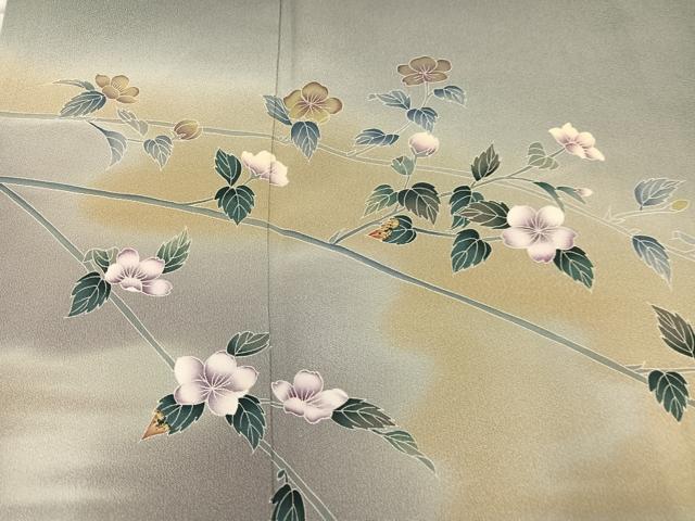 平和屋着物●訪問着　友禅　作家物　枝花文　暈し染め　正絹　逸品　AABE0791ph