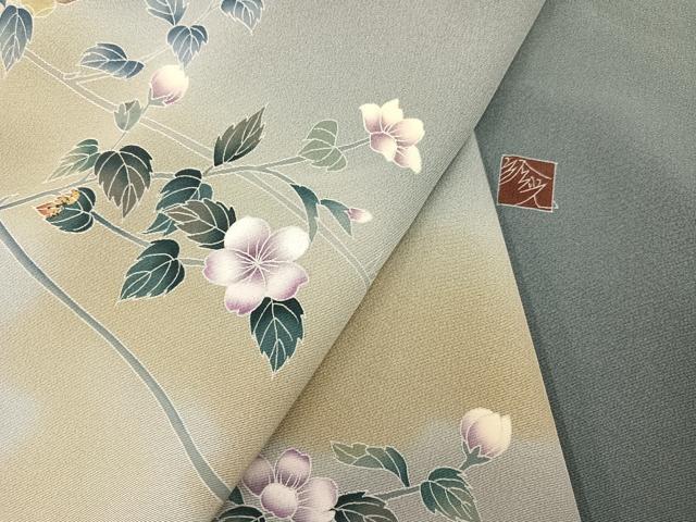 平和屋着物●訪問着　友禅　作家物　枝花文　暈し染め　正絹　逸品　AABE0791ph
