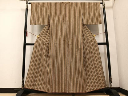 平和屋着物●上質な紬　間道　正絹　逸品　AABE0797ph