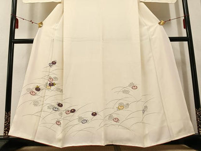 平和屋着物●訪問着　刺繍　舞花文　金糸　正絹　逸品　AABE0800ph
