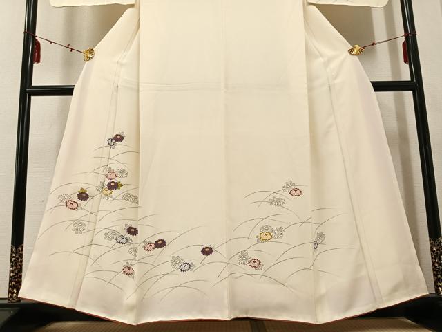 平和屋着物●訪問着　刺繍　舞花文　金糸　正絹　逸品　AABE0800ph