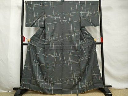 平和屋着物■小紋　幾何学文　洗える着物　AABE0810gw
