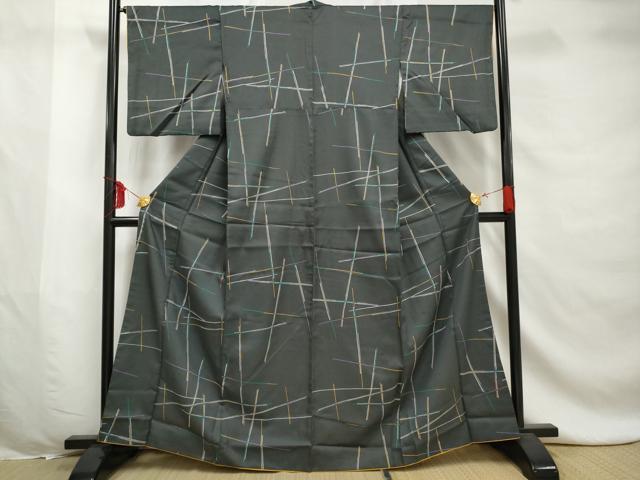 平和屋着物■小紋　幾何学文　洗える着物　AABE0810gw