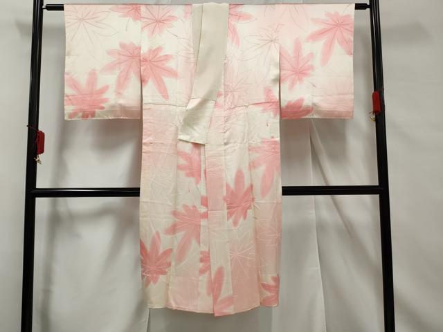 平和屋着物■長襦袢 無双仕立て 舞葉文 地紋起こし 暈し染め 正絹 逸品 AABE0815gw