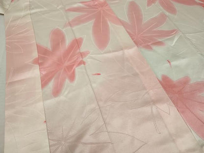 平和屋着物■長襦袢 無双仕立て 舞葉文 地紋起こし 暈し染め 正絹 逸品 AABE0815gw
