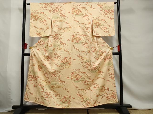 平和屋着物□上質な小紋 吉祥枝椿文 お召縮緬 正絹 逸品 DAAY6032ea