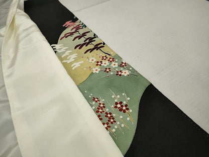 平和屋着物■豪華黒留袖 駒刺繍 枝松花文 金彩 正絹 逸品 AABE0828gw