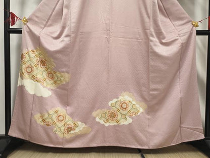 平和屋着物■豪華色留袖 駒刺繍 雲取り吉祥花文 金彩 正絹 逸品 AABE0859gw