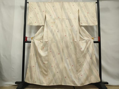 平和屋着物■上質な小紋　舞花文　銀彩　正絹　逸品　AABE0860gw