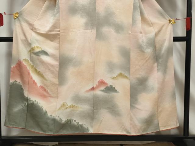 平和屋着物■訪問着　遠山樹林文　松葉地紋　暈し染め　正絹　逸品　AABE0865gw