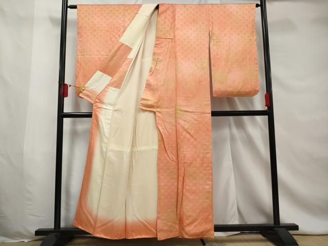 平和屋着物■上質な小紋　花青海波地紋　暈し染め　正絹　逸品　AABE0869gw