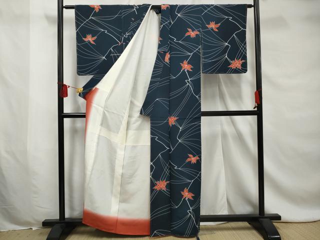 平和屋着物■上質な小紋　草花文　正絹　逸品　AABE0881gw