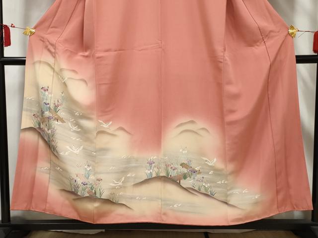 平和屋着物■豪華色留袖 流水飛鶴花文 暈し染め 銀彩 正絹 逸品 AABE0890gw