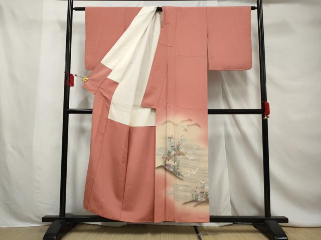 平和屋着物■豪華色留袖 流水飛鶴花文 暈し染め 銀彩 正絹 逸品 AABE0890gw