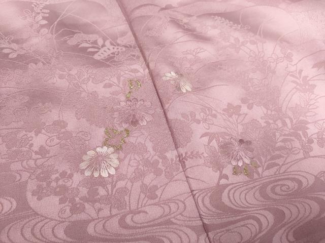 平和屋着物■訪問着　刺繍　エ霞雪芝花文　暈し染め　金糸　正絹　逸品　AABE0905gw