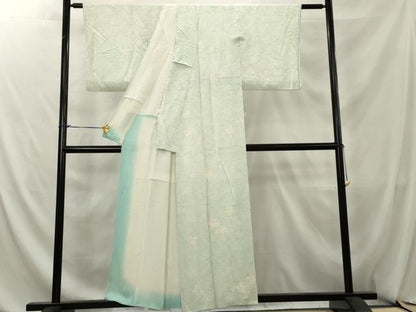 平和屋着物■上質な小紋 絞り 流水花文 金糸 正絹 逸品 AABE0970tn
