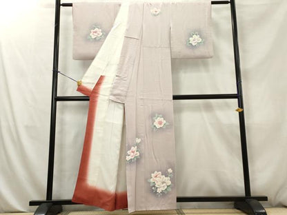 平和屋着物■訪問着 草花文 暈し染め 金彩 正絹 逸品 AABE0975tn