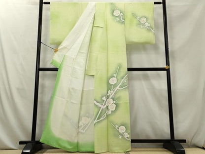 平和屋着物■訪問着 枝梅文 暈し染め 金銀彩 正絹 逸品 AABE0978tn