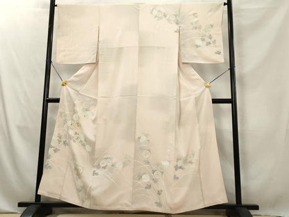 平和屋着物■訪問着 刺繍 草花文 金糸 正絹 逸品 AABE0987tn
