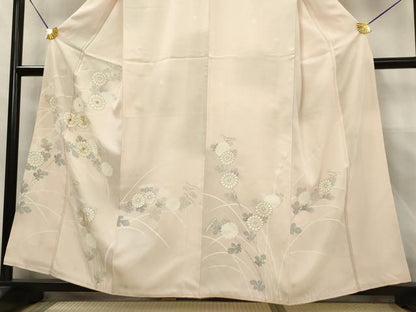 平和屋着物■訪問着 刺繍 草花文 金糸 正絹 逸品 AABE0987tn