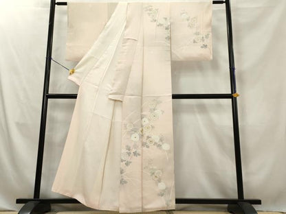 平和屋着物■訪問着 刺繍 草花文 金糸 正絹 逸品 AABE0987tn