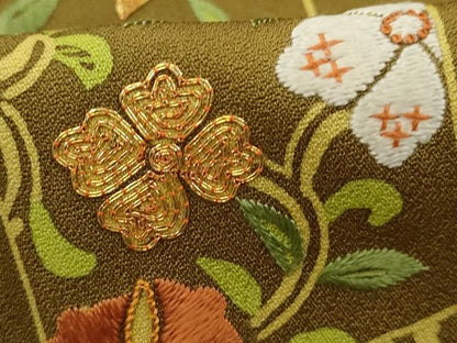 平和屋着物■訪問着 駒刺繍 草花文 金糸 正絹 逸品 AABE0988tn