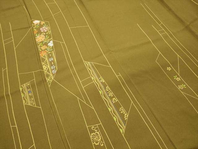 平和屋着物■訪問着 駒刺繍 草花文 金糸 正絹 逸品 AABE0988tn