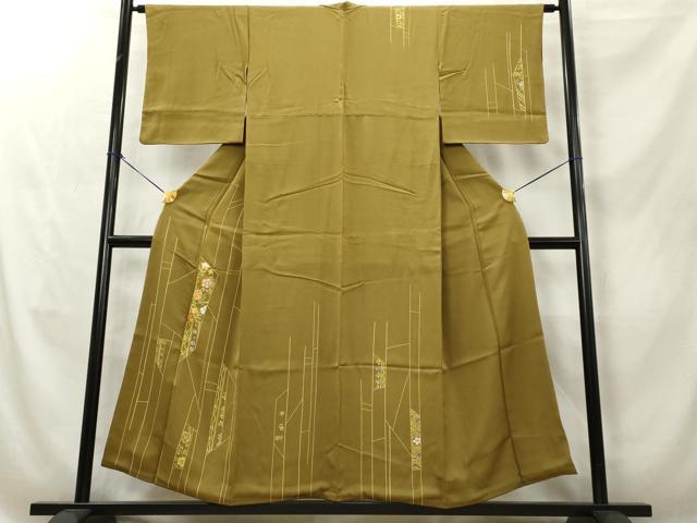 平和屋着物■訪問着 駒刺繍 草花文 金糸 正絹 逸品 AABE0988tn