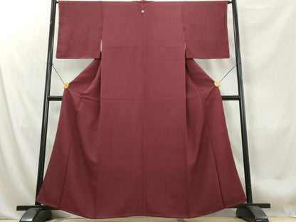 平和屋着物■上質な色無地 紋意匠 葡萄色 正絹 逸品 AABE0990tn