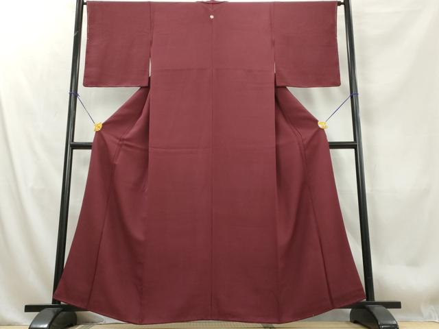 平和屋着物■上質な色無地 紋意匠 葡萄色 正絹 逸品 AABE0990tn