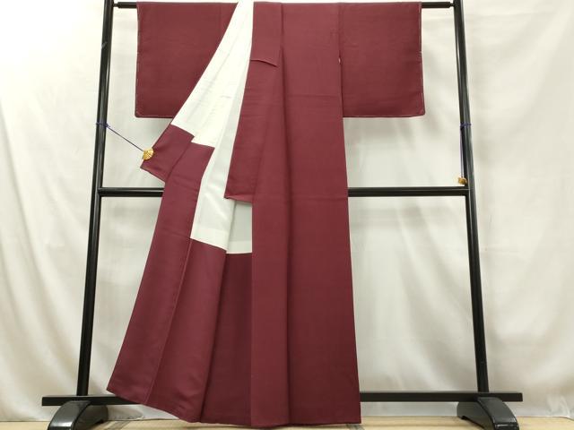 平和屋着物■上質な色無地 紋意匠 葡萄色 正絹 逸品 AABE0990tn
