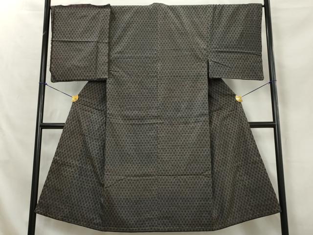 平和屋着物■男性 本場大島紬 市松文様 反端付き 正絹 逸品 AABE0994tn