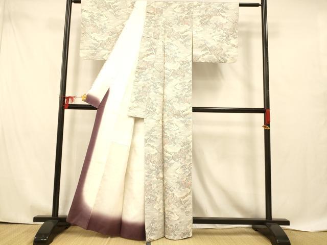 平和屋着物■上質な紬　御所車風景文　正絹　逸品　AABE1009fw