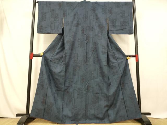 平和屋着物■上質な紬　80亀甲　草花文　正絹　逸品　AABE1028fw