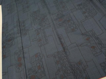 平和屋着物■上質な紬　80亀甲　草花文　正絹　逸品　AABE1028fw