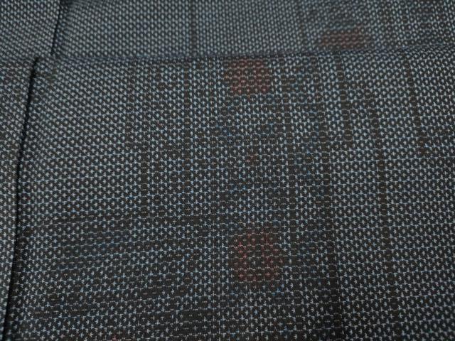 平和屋着物■上質な紬　80亀甲　草花文　正絹　逸品　AABE1028fw
