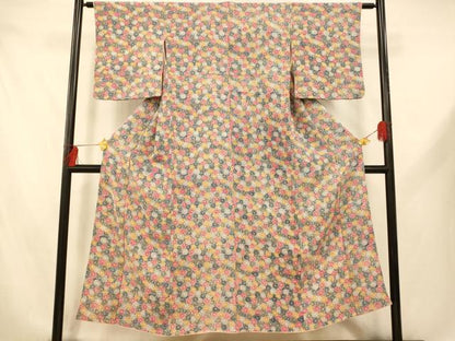 平和屋着物■上質な小紋　舞花文　正絹　逸品　AABE1134fw