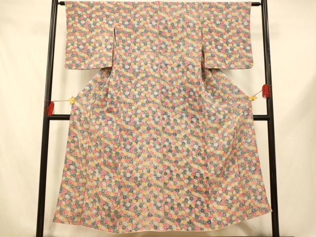 平和屋着物■上質な小紋　舞花文　正絹　逸品　AABE1134fw